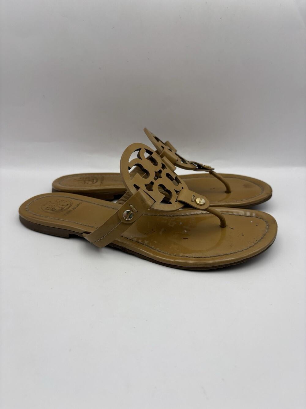 Tory Burch Miller Patent Tan Sandals Women Size 6.5